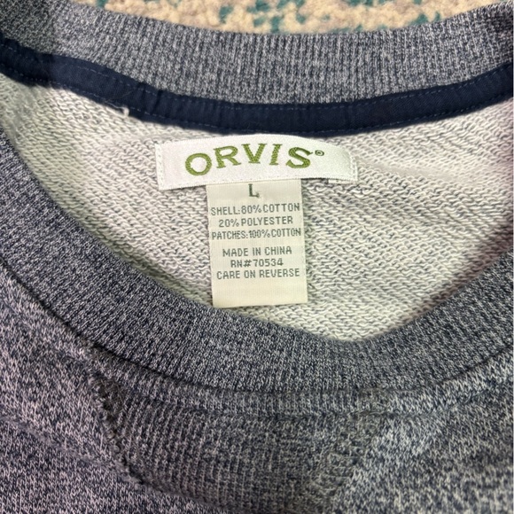 Orvis Long Sleeve Blue Grey Checkered Accent Light Sweater Size Large *Flaw - Picture 4 of 7